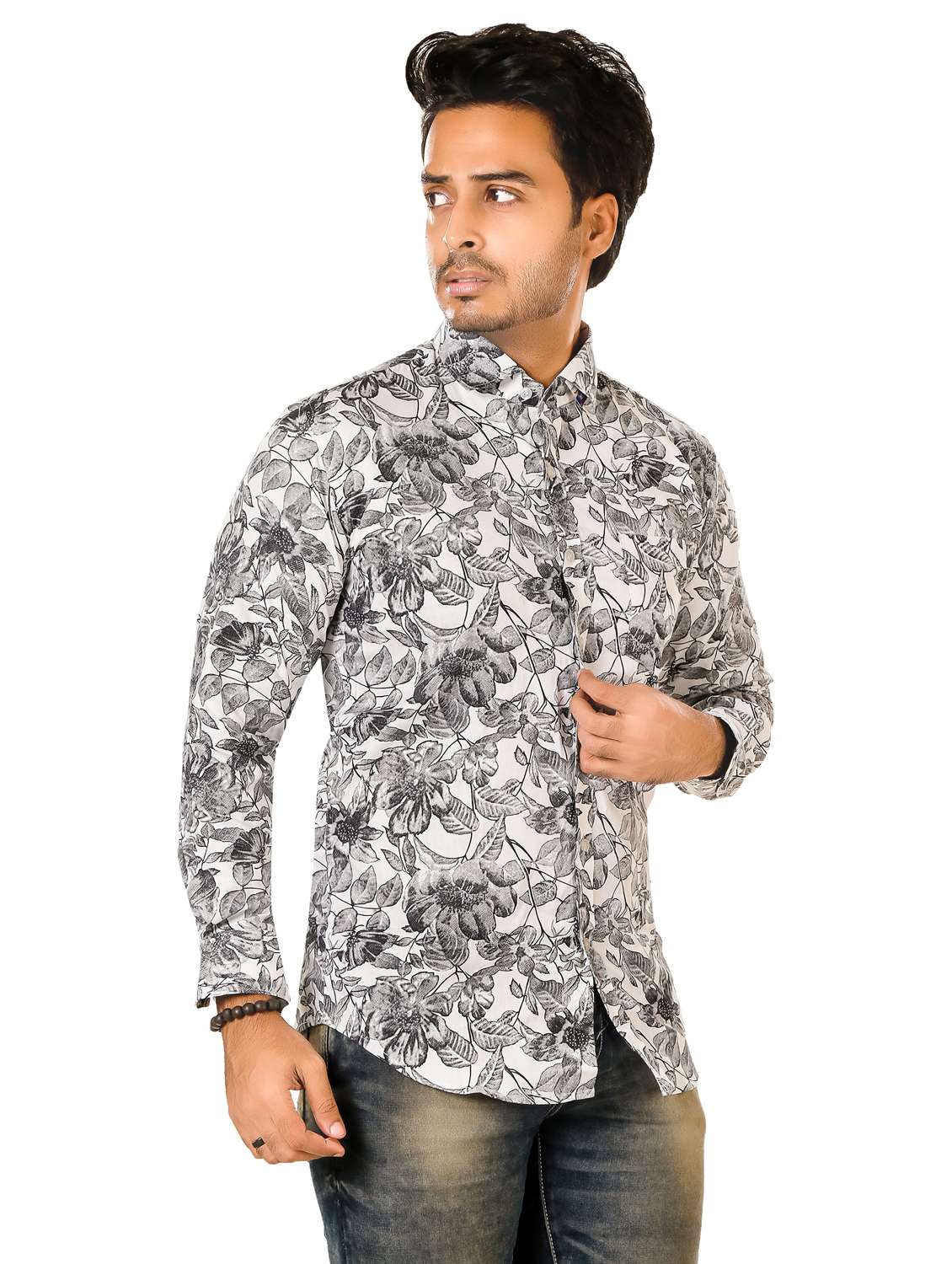 men floral long sleeve regualr fit casual shirt - 22264480 -  Standard Image - 1