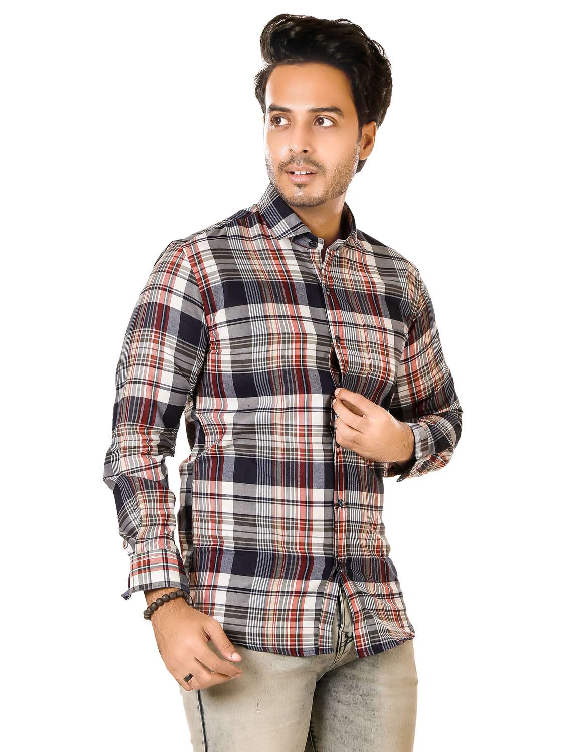 men checkered long sleeve regualr fit casual shirt - 22264483 -  Standard Image - 1
