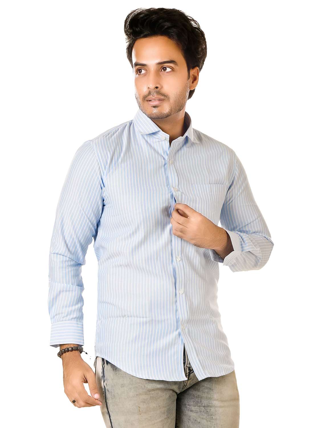 men striped long sleeve regualr fit casual shirt - 22264486 -  Standard Image - 1