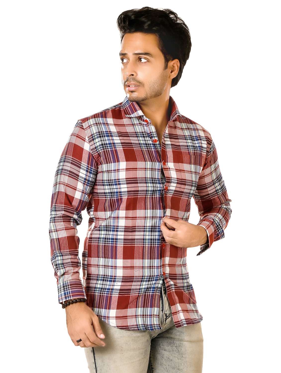 men checkered long sleeve regualr fit casual shirt - 22264492 -  Standard Image - 1