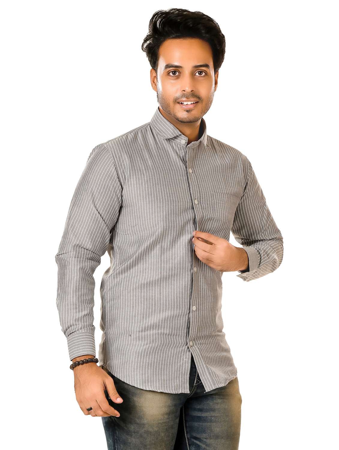 men striped long sleeve regualr fit casual shirt - 22264494 -  Standard Image - 1