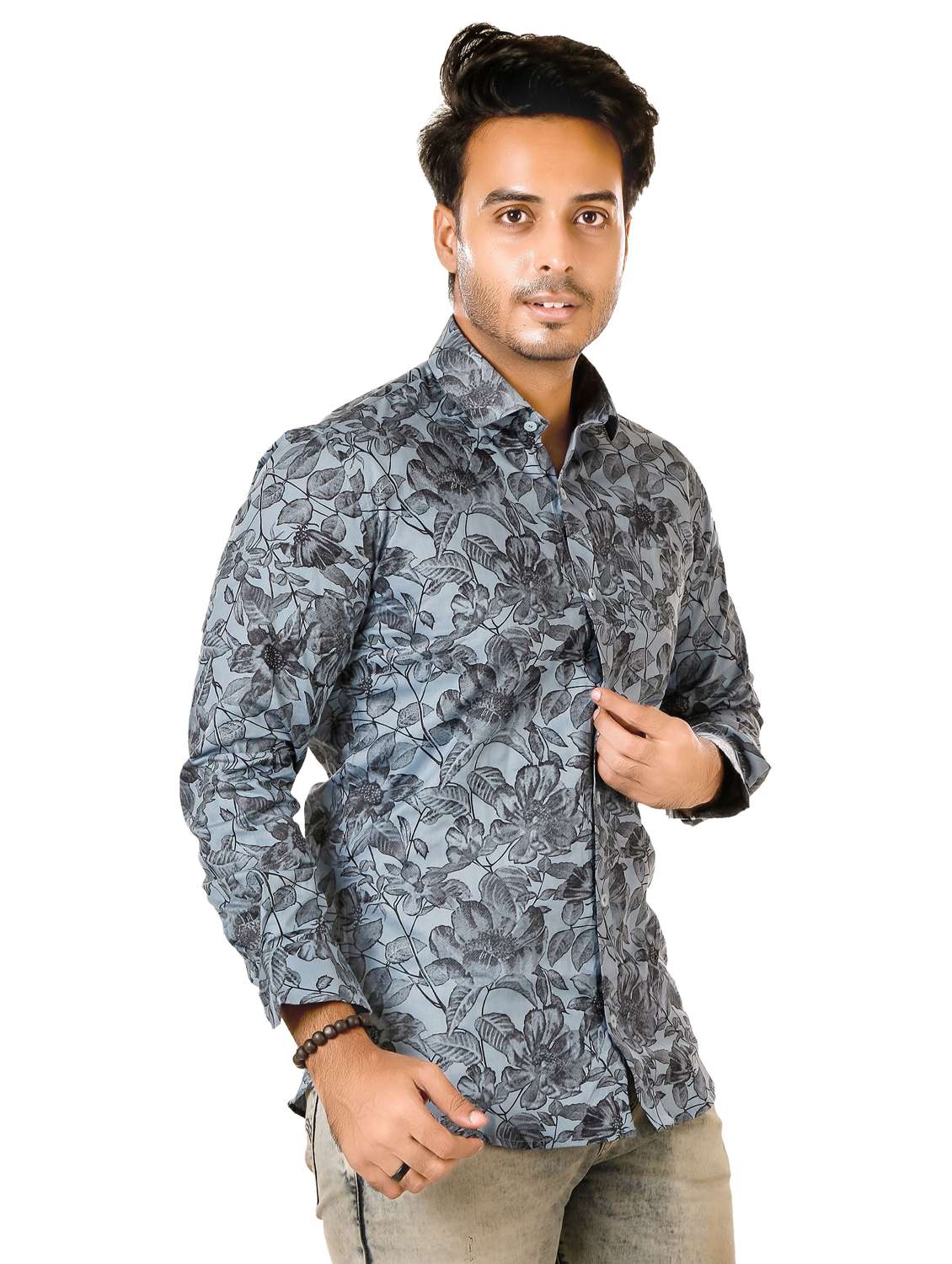 men floral long sleeve regualr fit casual shirt - 22264501 -  Standard Image - 1