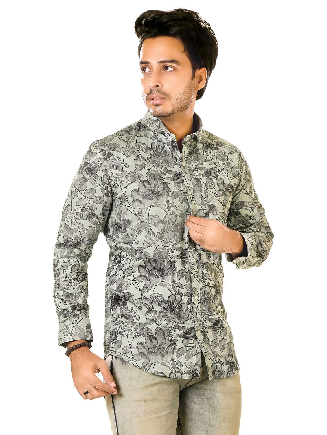men floral long sleeve regualr fit casual shirt - 22264510 -  Standard Image - 1