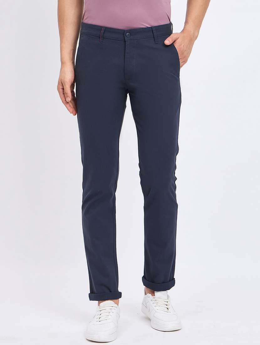 men solid mid rise chinos casual trouser - 22264543 -  Standard Image - 1