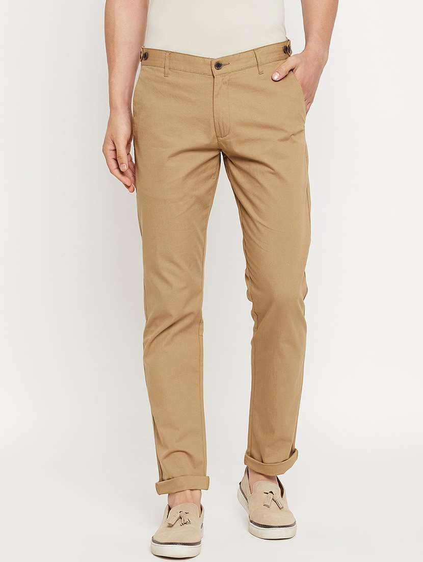 men solid mid rise chinos casual trouser - 22264544 -  Standard Image - 1
