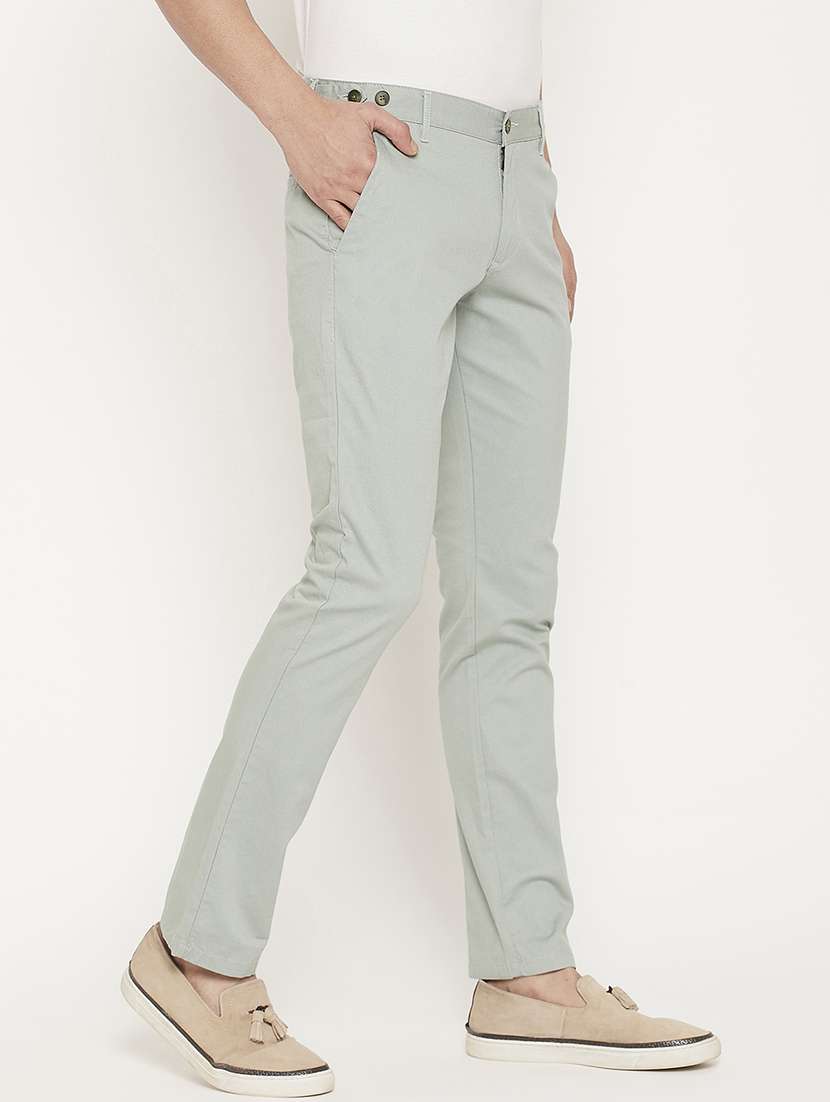 men solid mid rise chinos casual trouser - 22264545 -  Standard Image - 1