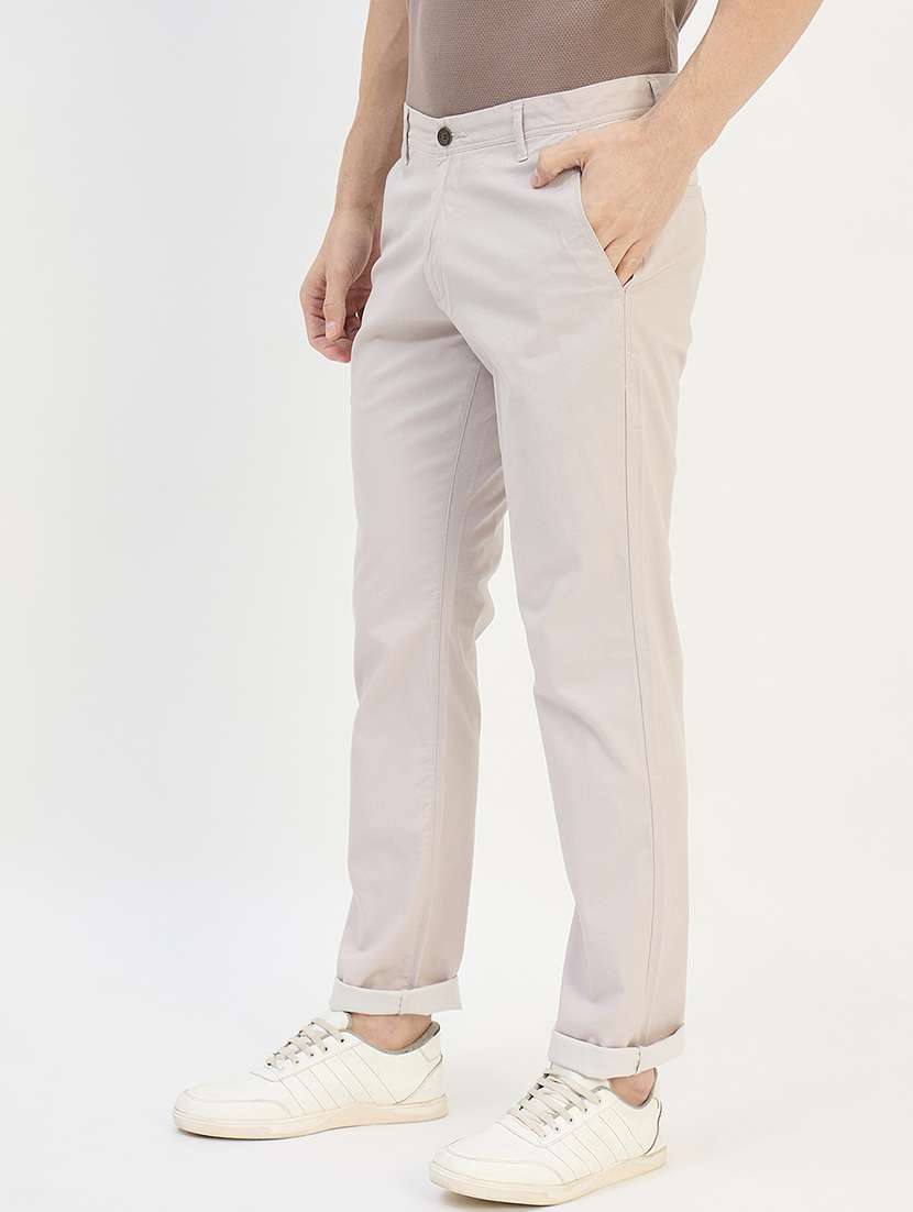 men solid mid rise chinos casual trouser - 22264547 -  Standard Image - 1
