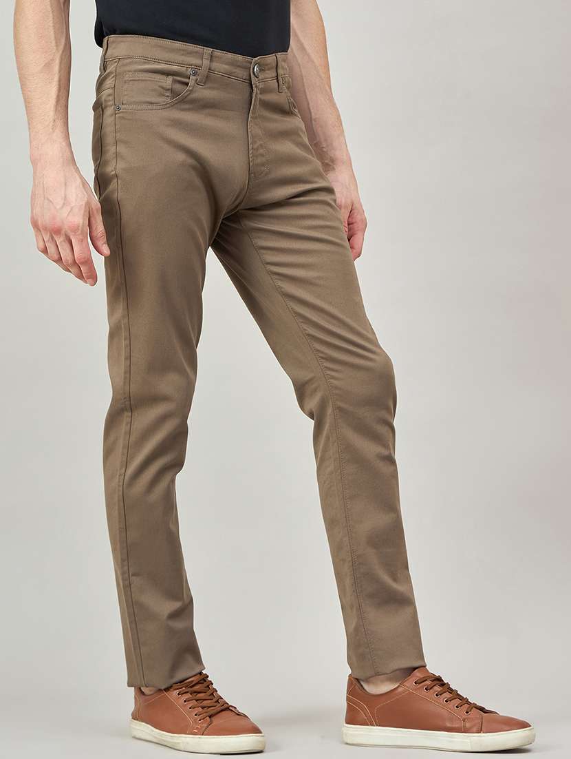 men solid mid rise chinos casual trouser - 22264552 -  Standard Image - 1