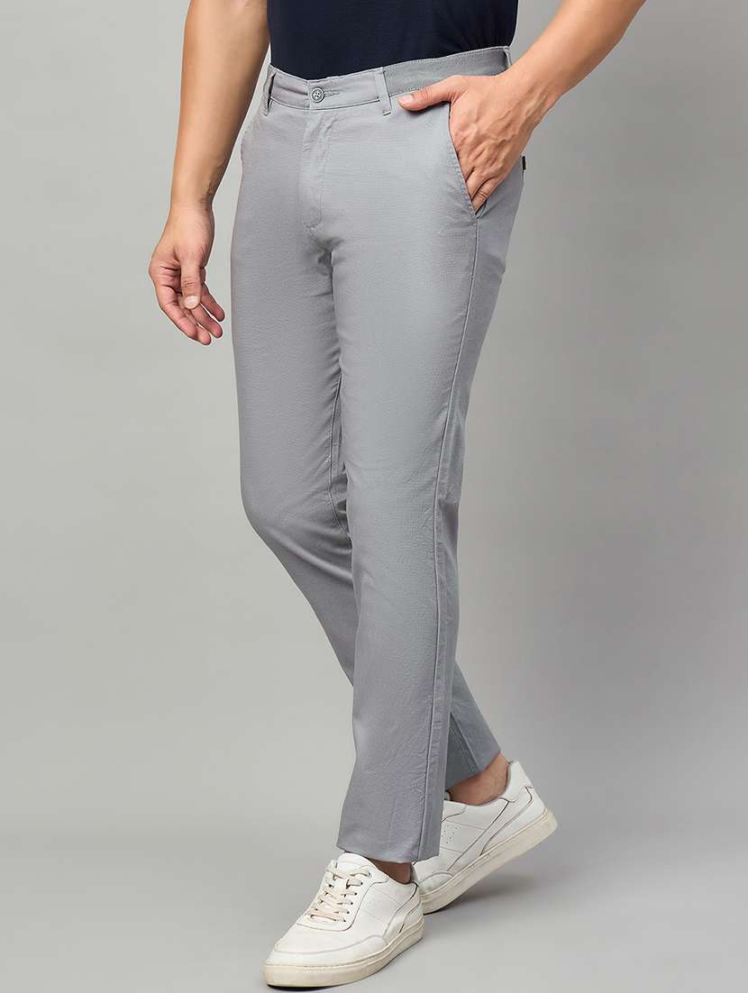 men solid mid rise chinos casual trouser - 22264554 -  Standard Image - 1