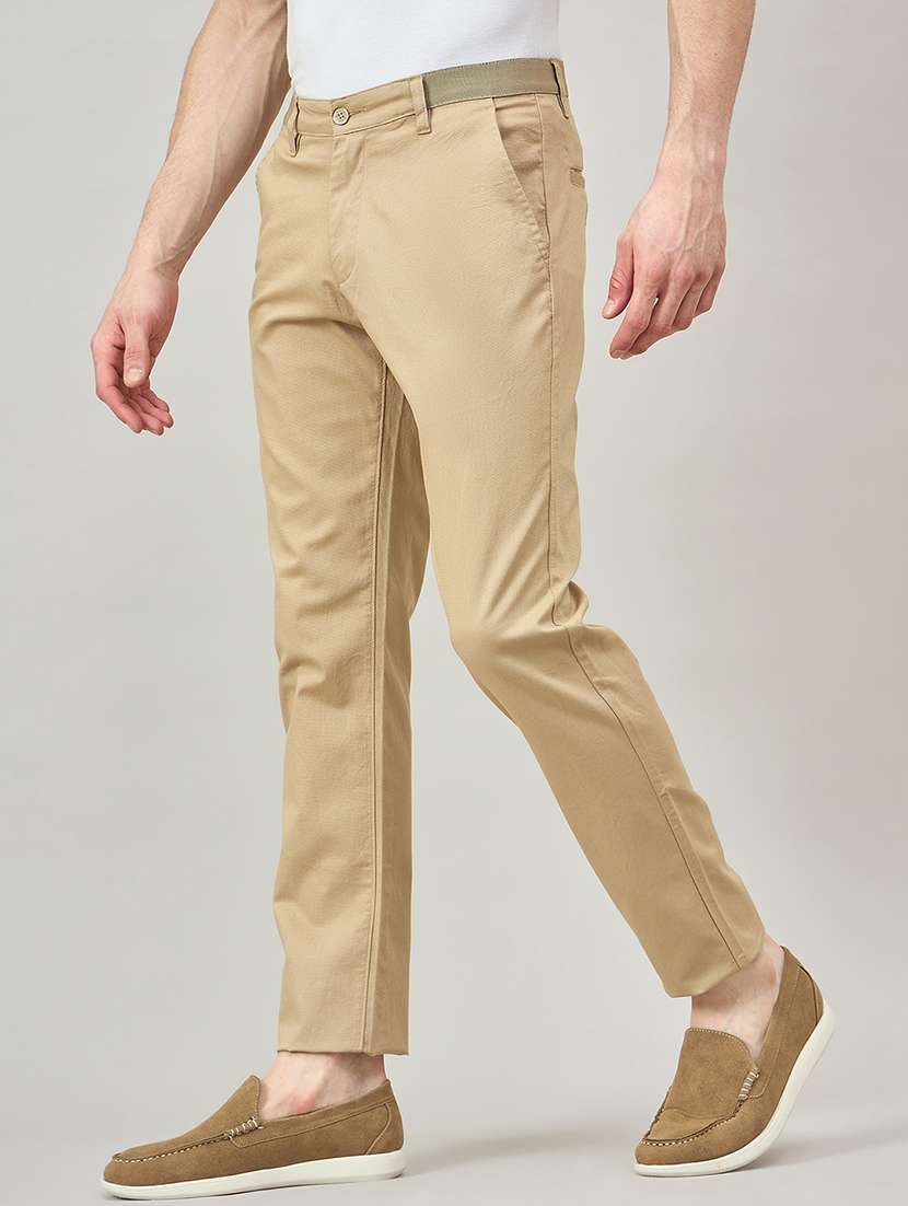 men solid mid rise chinos casual trouser - 22264555 -  Standard Image - 1