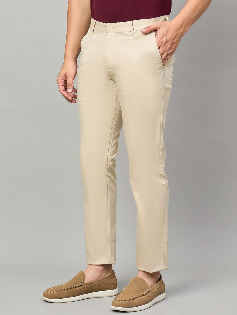 men solid mid rise chinos casual trouser - 22264558 -  Standard Image - 1