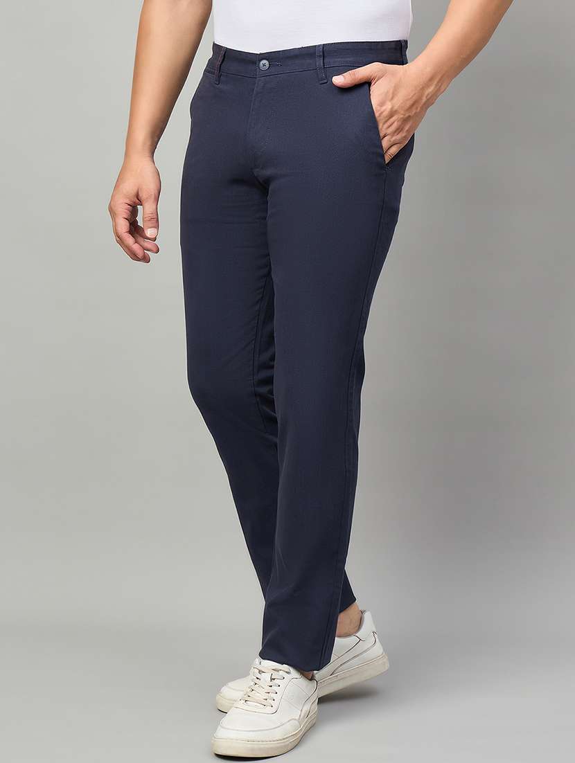 men solid mid rise chinos casual trouser - 22264559 -  Standard Image - 1