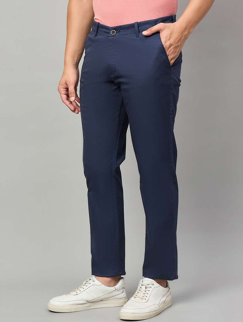 men solid mid rise chinos casual trouser - 22264567 -  Standard Image - 1
