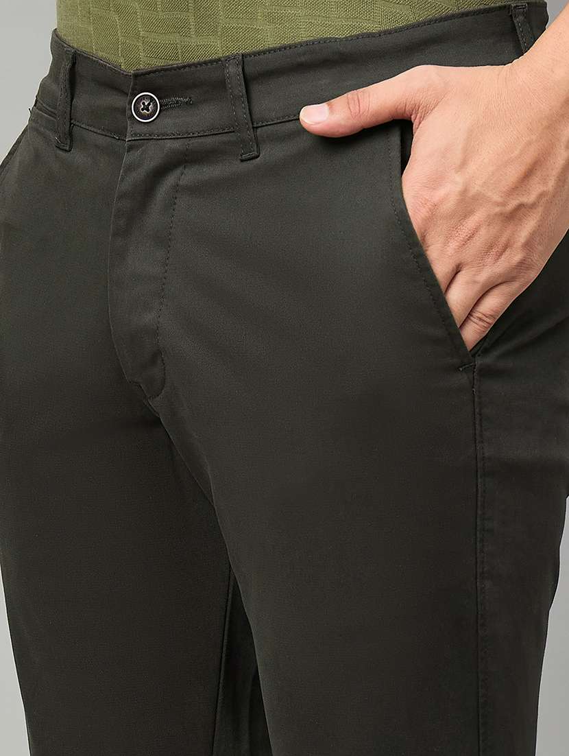 men solid mid rise chinos casual trouser - 22264569 -  Standard Image - 4