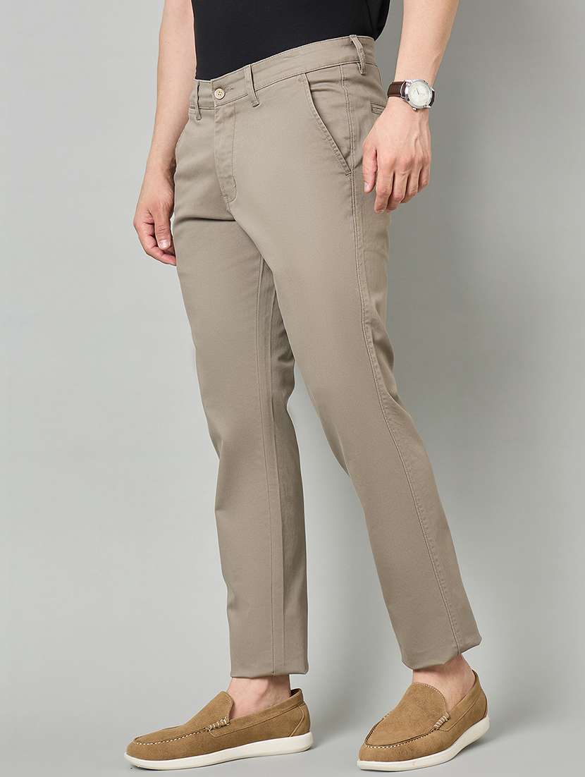 men solid mid rise chinos casual trouser - 22264570 -  Standard Image - 1