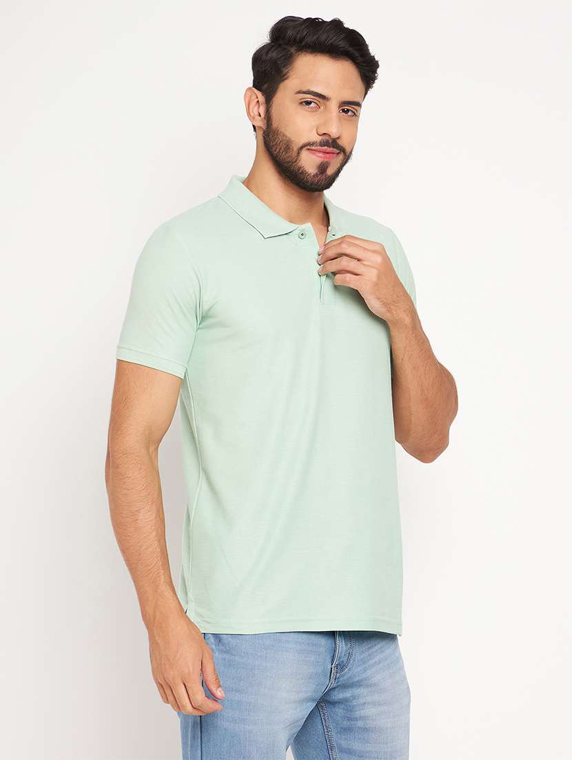 men solid short sleeve slim fit polo t-shirt - 22264611 -  Standard Image - 1