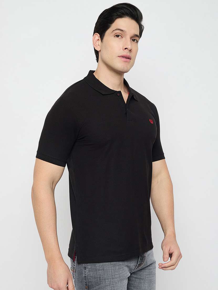 men solid short sleeve slim fit polo t-shirt - 22264614 -  Standard Image - 1