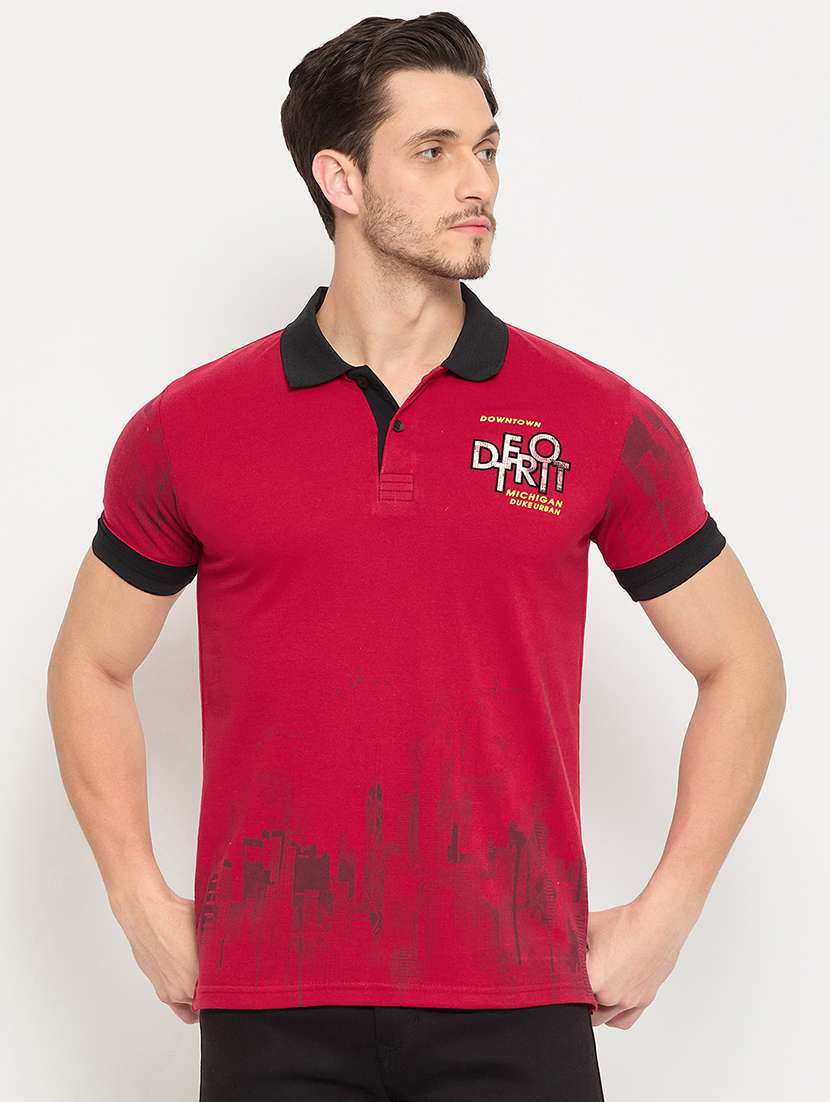 men printed short sleeve polo t-shirt - 22264628 -  Standard Image - 1