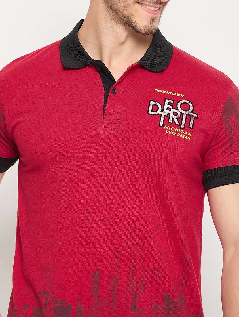 men printed short sleeve polo t-shirt - 22264628 -  Standard Image - 4