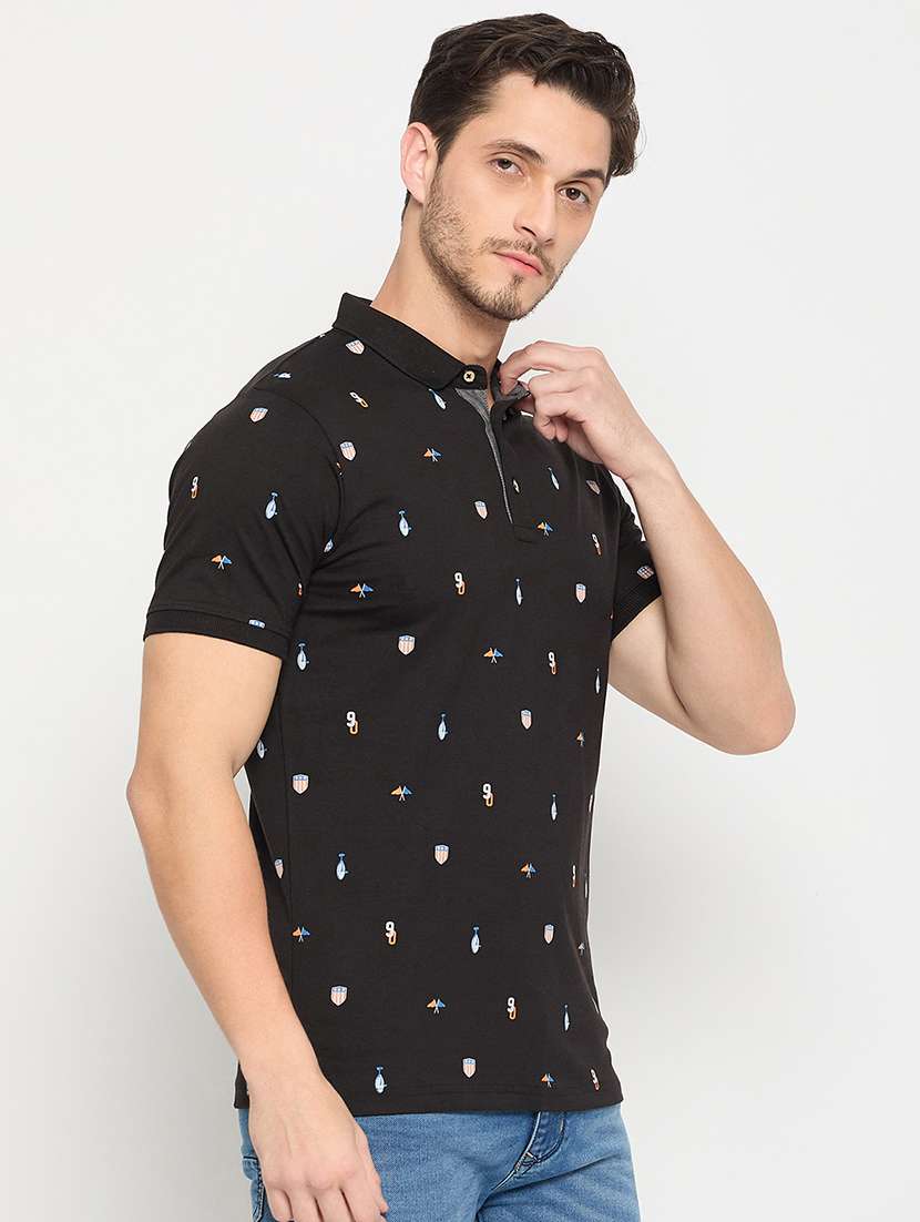 men printed short sleeve polo t-shirt - 22264630 -  Standard Image - 1