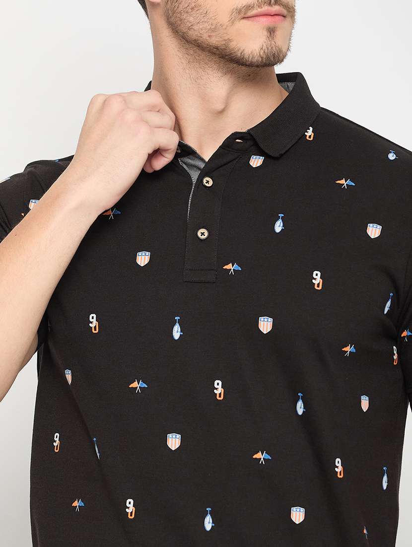 men printed short sleeve polo t-shirt - 22264630 -  Standard Image - 4