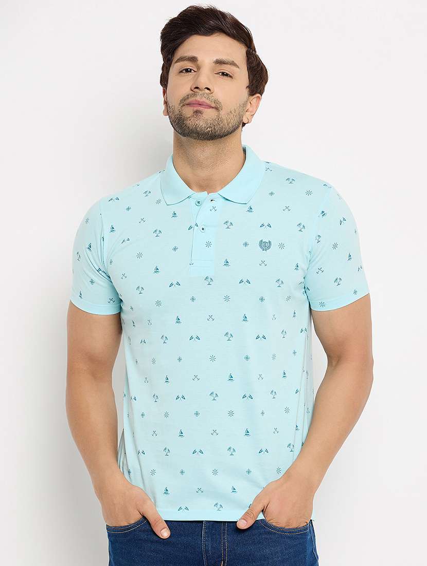 men printed short sleeve polo t-shirt - 22264661 -  Standard Image - 1