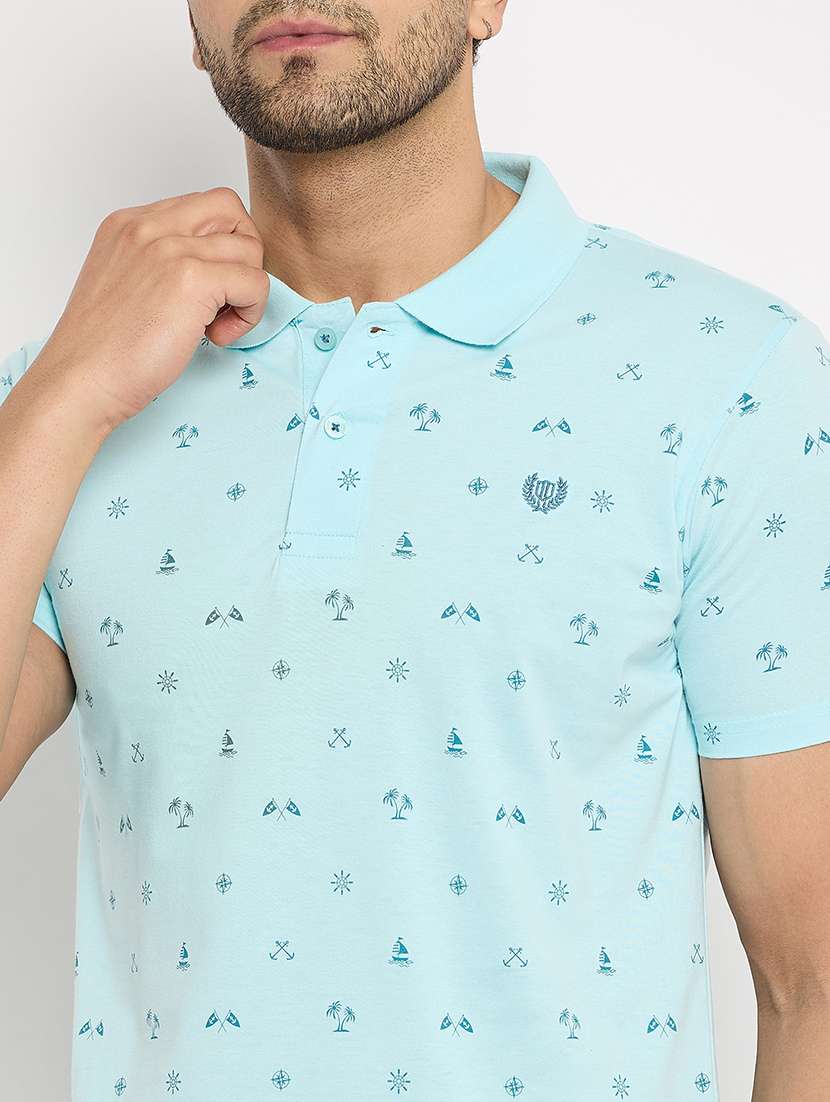 men printed short sleeve polo t-shirt - 22264661 -  Standard Image - 4
