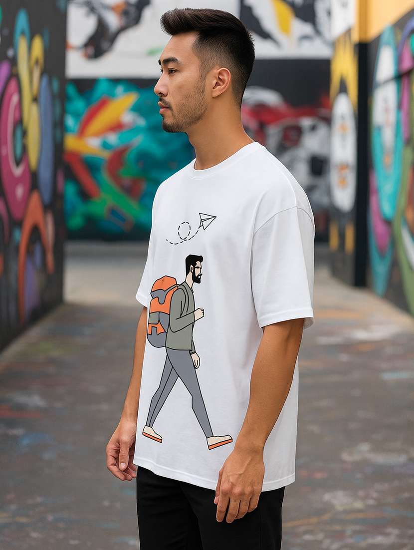 men printed short sleeve oversized t-shirt - 22264723 -  Standard Image - 1
