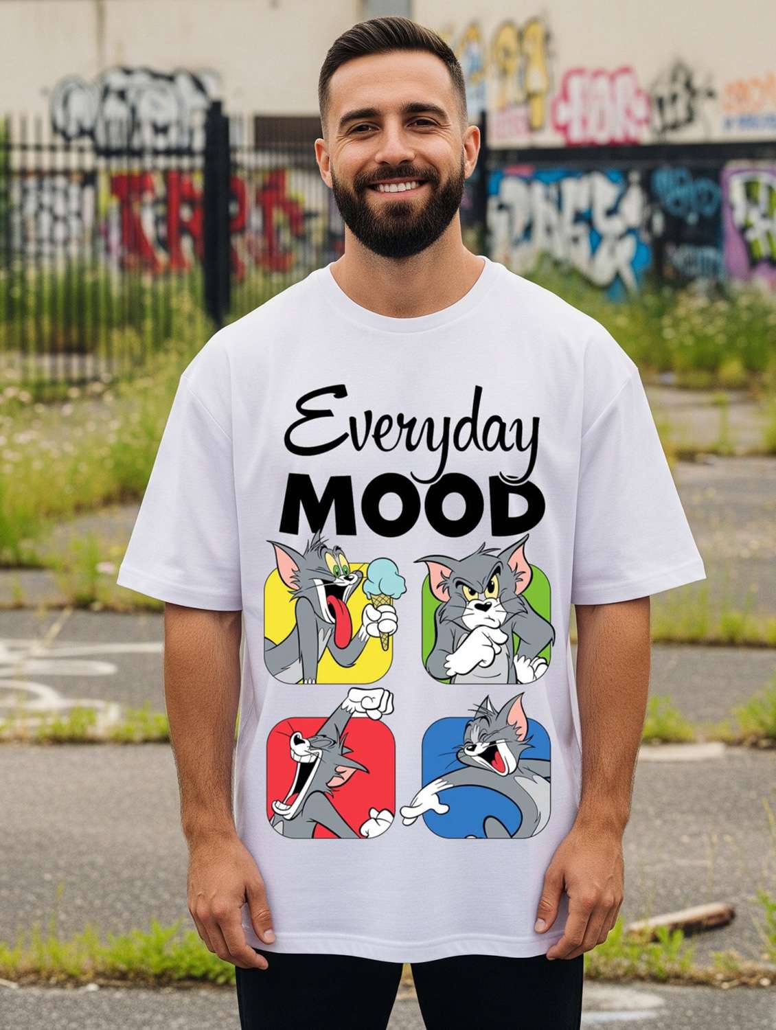 men printed short sleeve oversized t-shirt