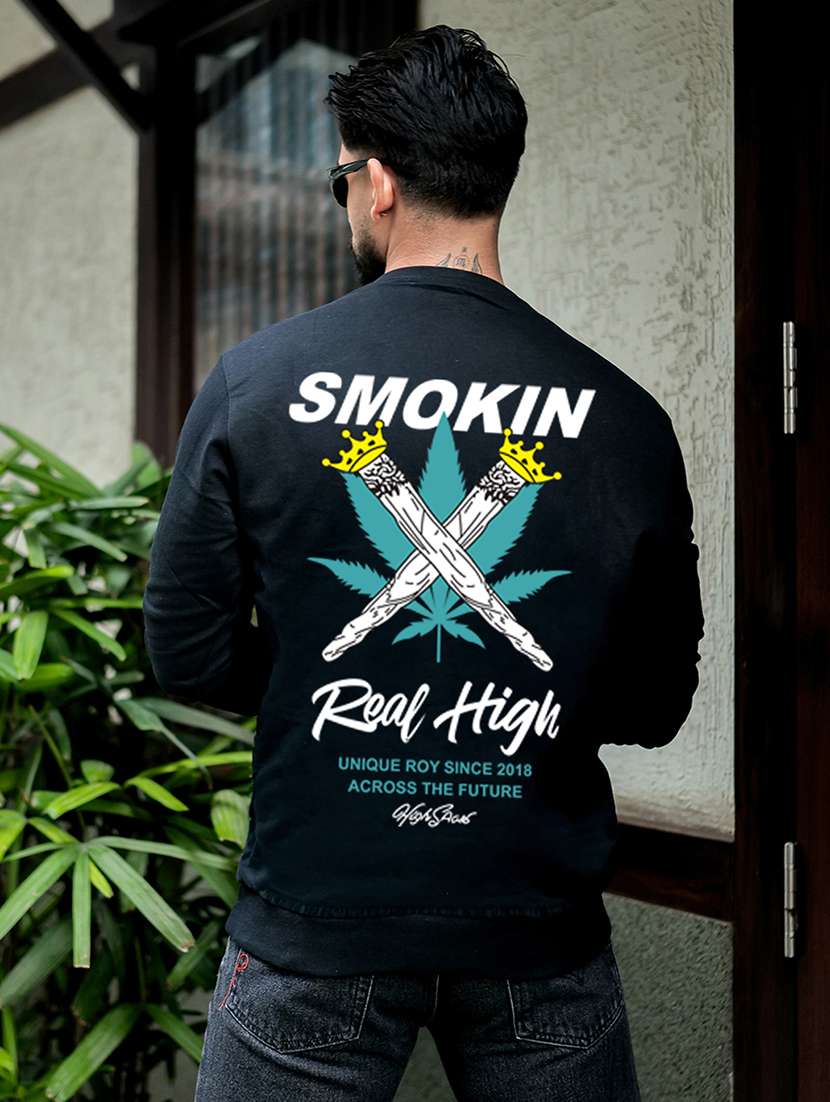 men printed long sleeve regular fit sweatshirt