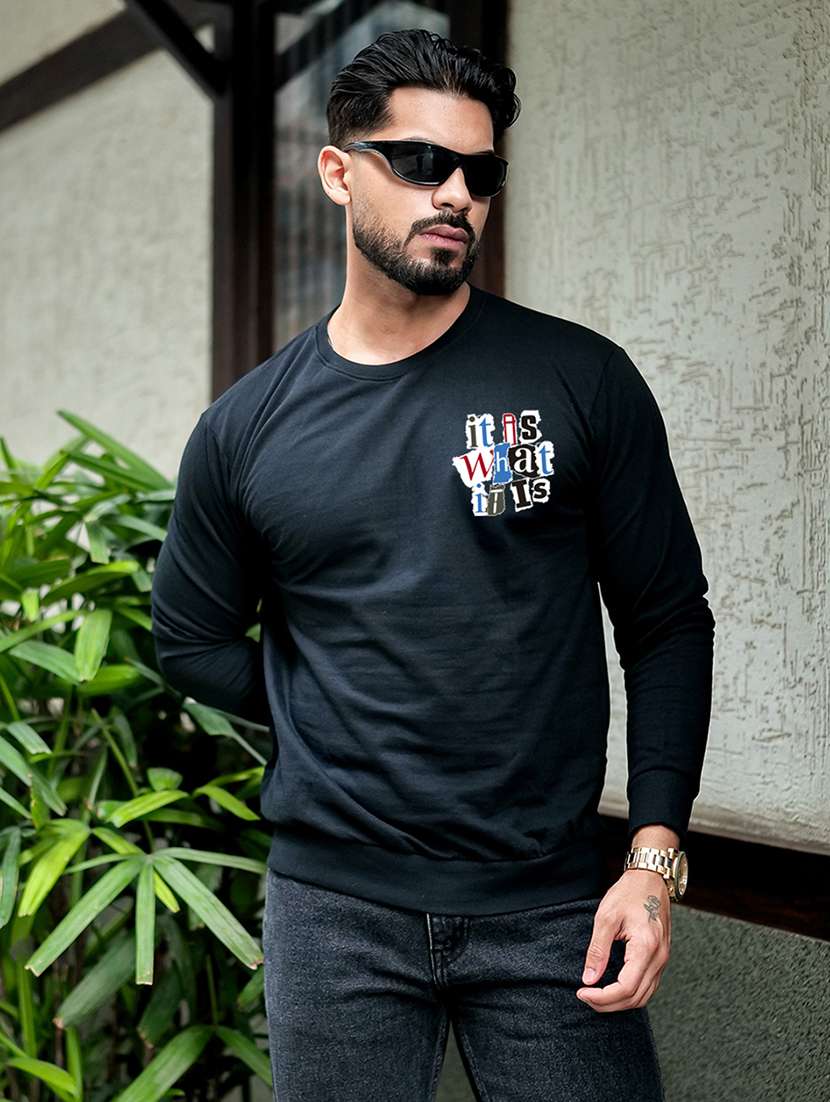 men typographic long sleeve regular fit sweatshirt - 22264791 -  Standard Image - 1