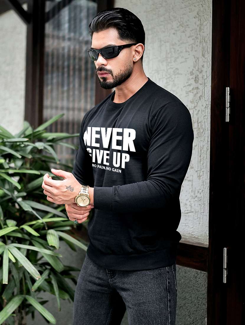 men typographic long sleeve regular fit sweatshirt - 22264802 -  Standard Image - 1