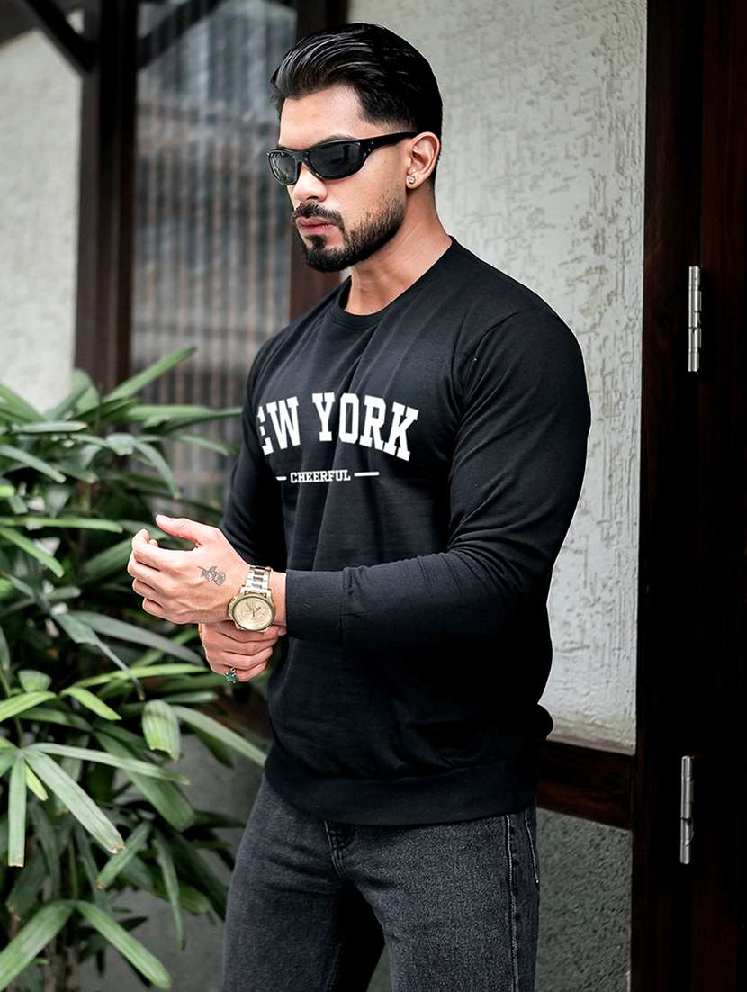 men typographic long sleeve regular fit sweatshirt - 22264803 -  Standard Image - 1