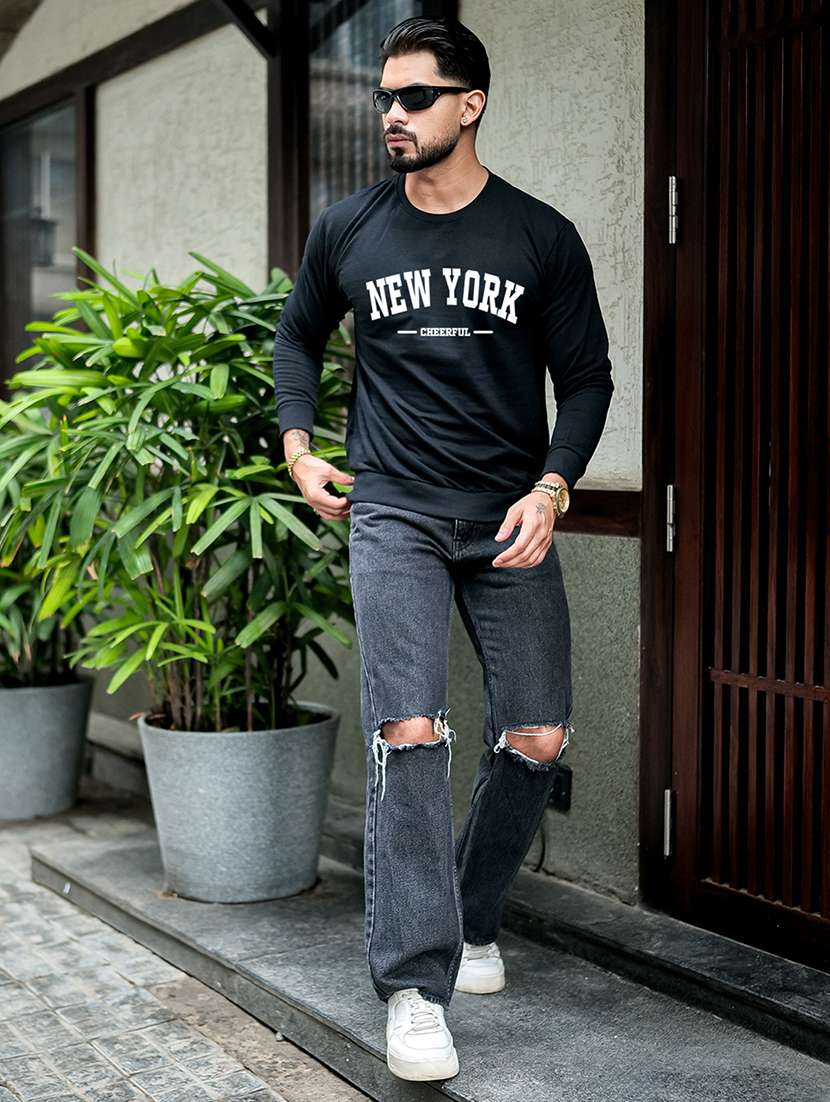 men typographic long sleeve regular fit sweatshirt - 22264803 -  Standard Image - 4
