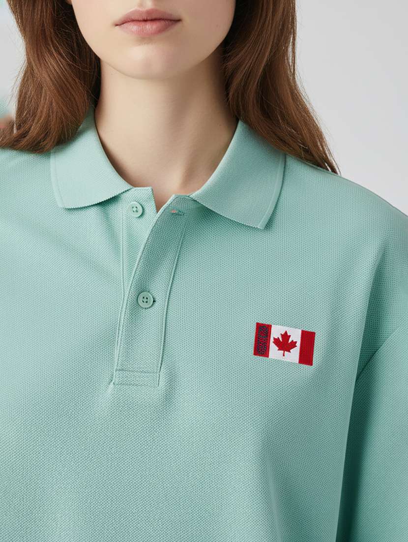 women printed short sleeve oversized polo t-shirt - 22264806 -  Standard Image - 4