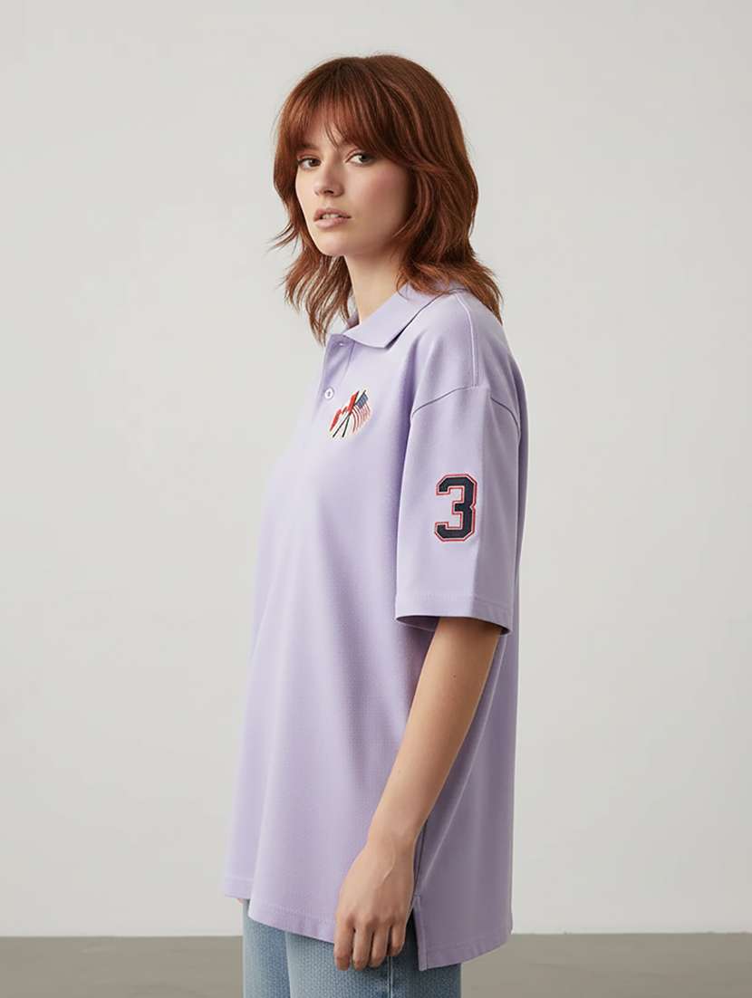 women short sleeve oversized polo t-shirt - 22264811 -  Standard Image - 1