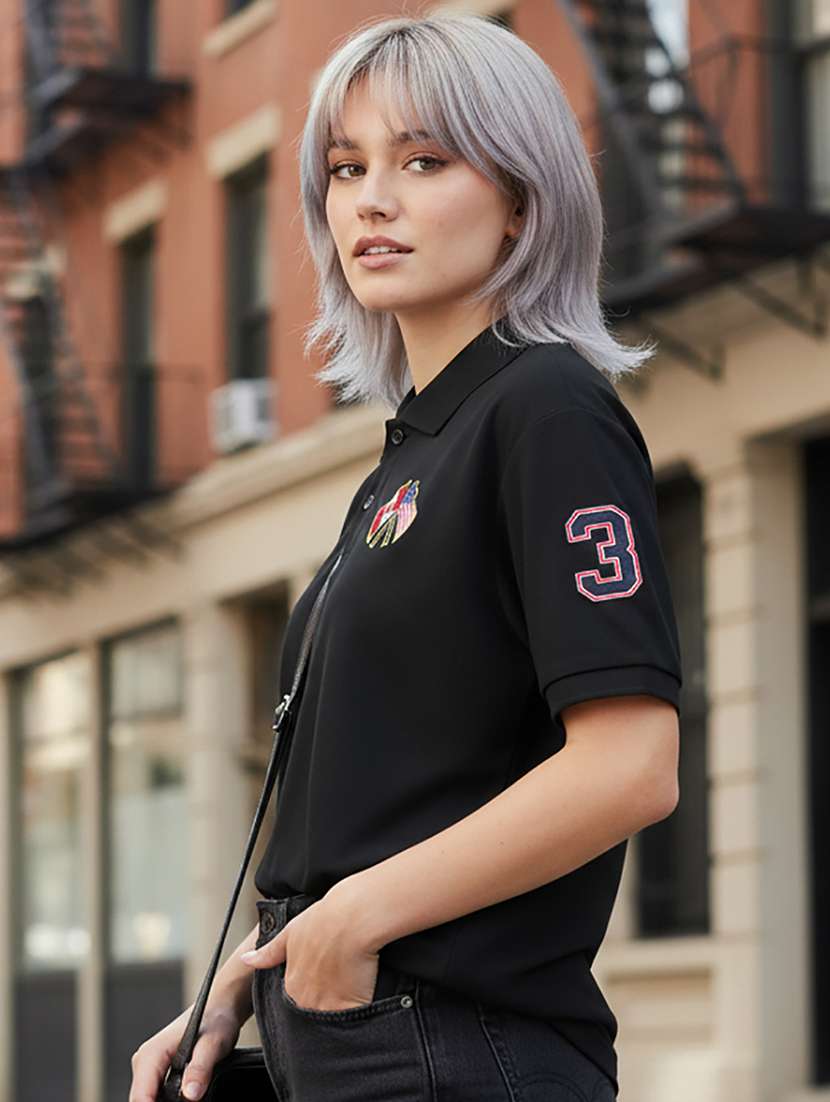 women short sleeve oversized polo t-shirt - 22264812 -  Standard Image - 1