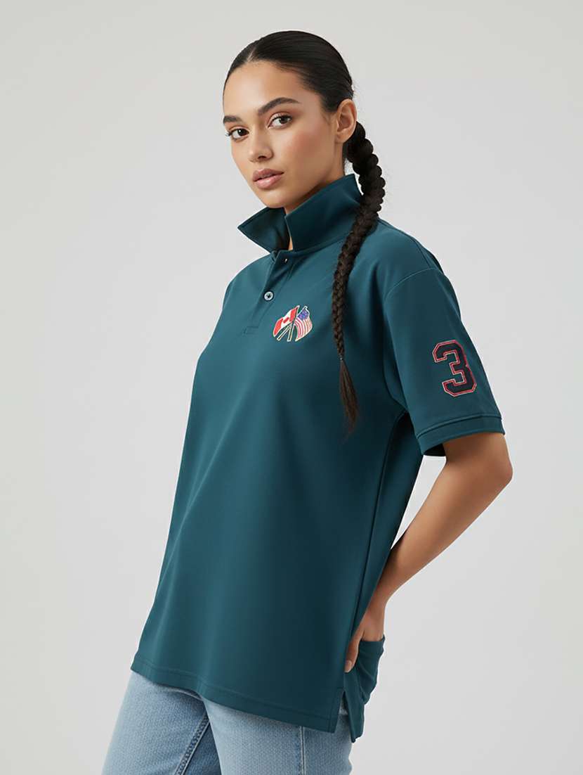 women short sleeve oversized polo t-shirt - 22264814 -  Standard Image - 1