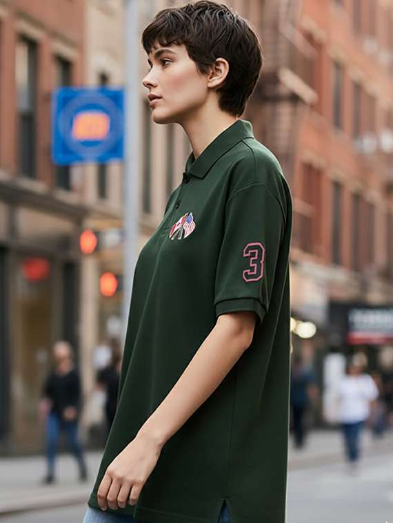 women short sleeve oversized polo t-shirt - 22264819 -  Standard Image - 1