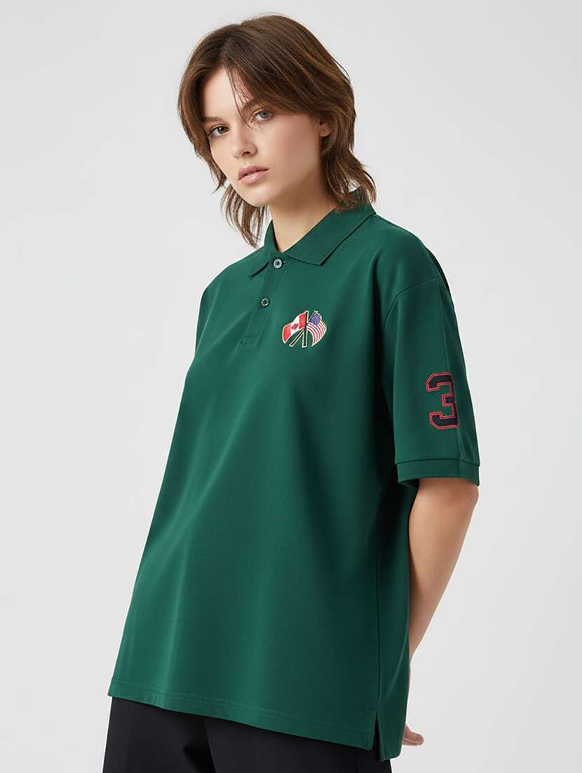 women short sleeve oversized polo t-shirt - 22264821 -  Standard Image - 1