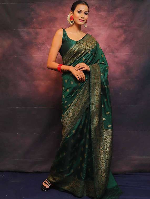 women self design banarasi saree with blouse