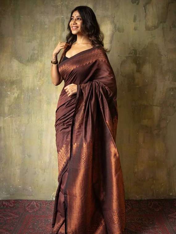 women self design southern silk saree with blouse