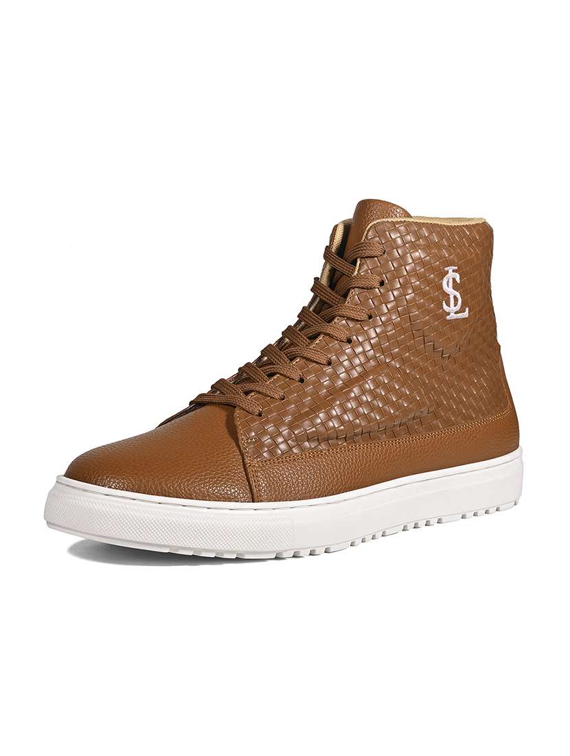men tan lace up ankle length sneaker - 22264974 -  Standard Image - 1