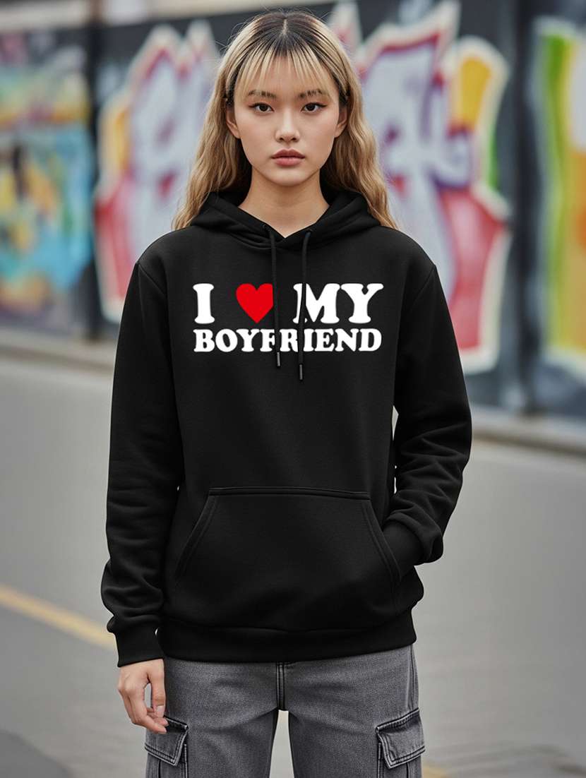 women printed long sleeve hooded sweatshirt