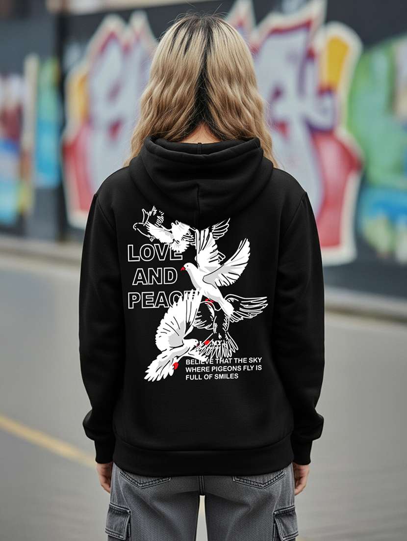 women printed long sleeve hooded sweatshirt