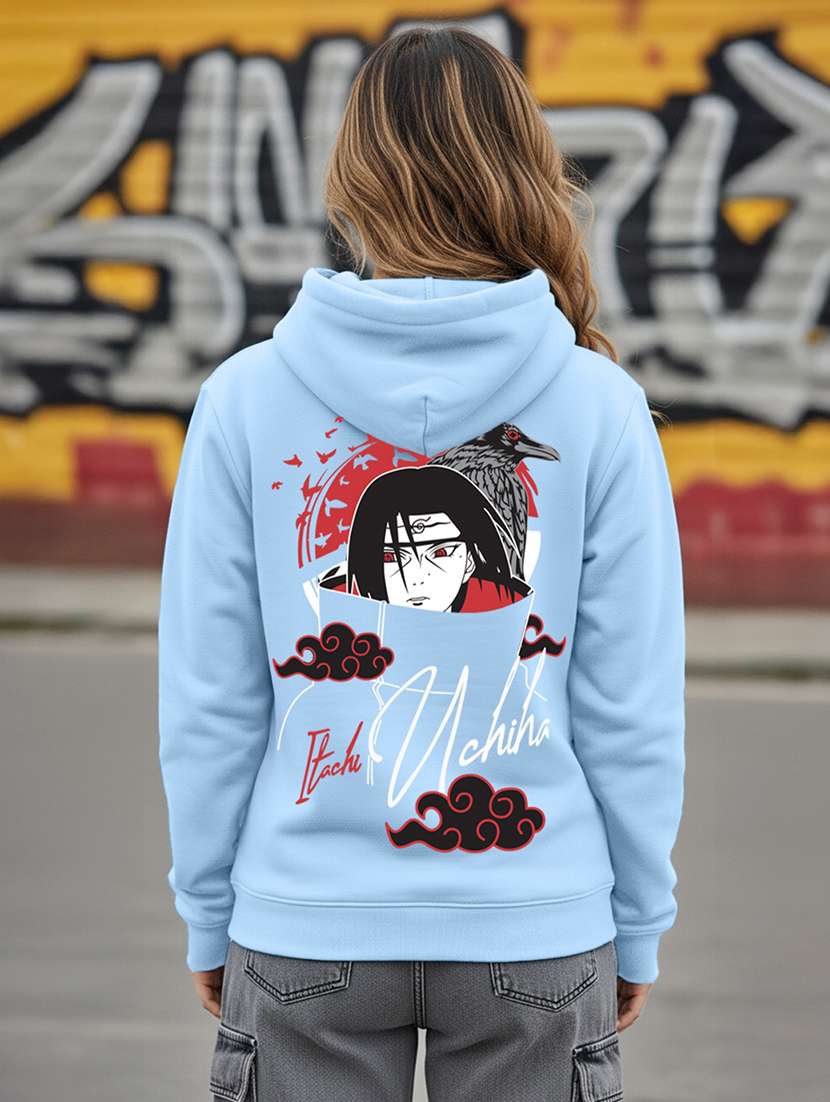 women printed long sleeve hooded sweatshirt