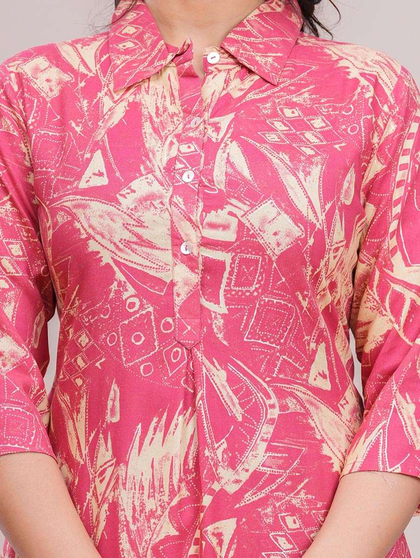 women printed three quarter sleeve ethnic co-ord set - 22265086 -  Standard Image - 4