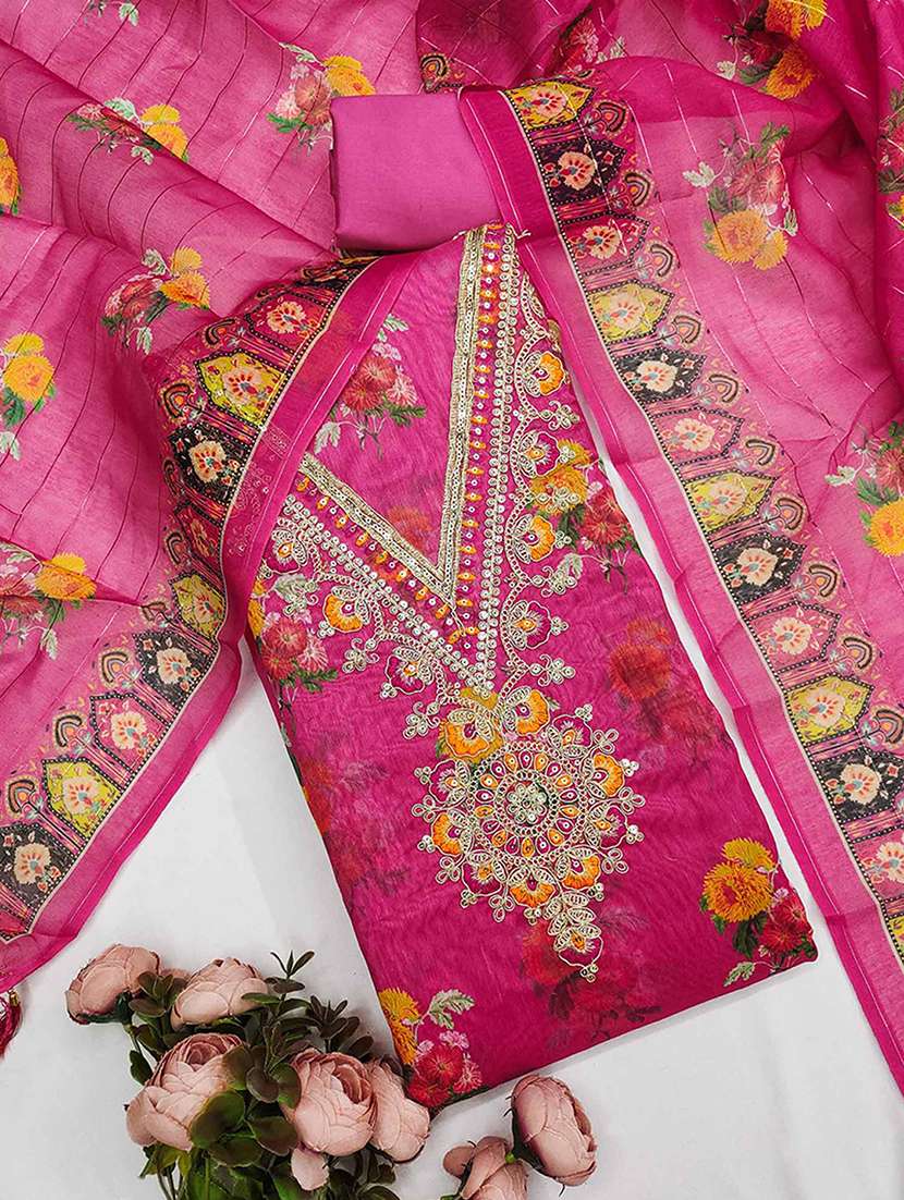 women floral embroidered unstitched suit set