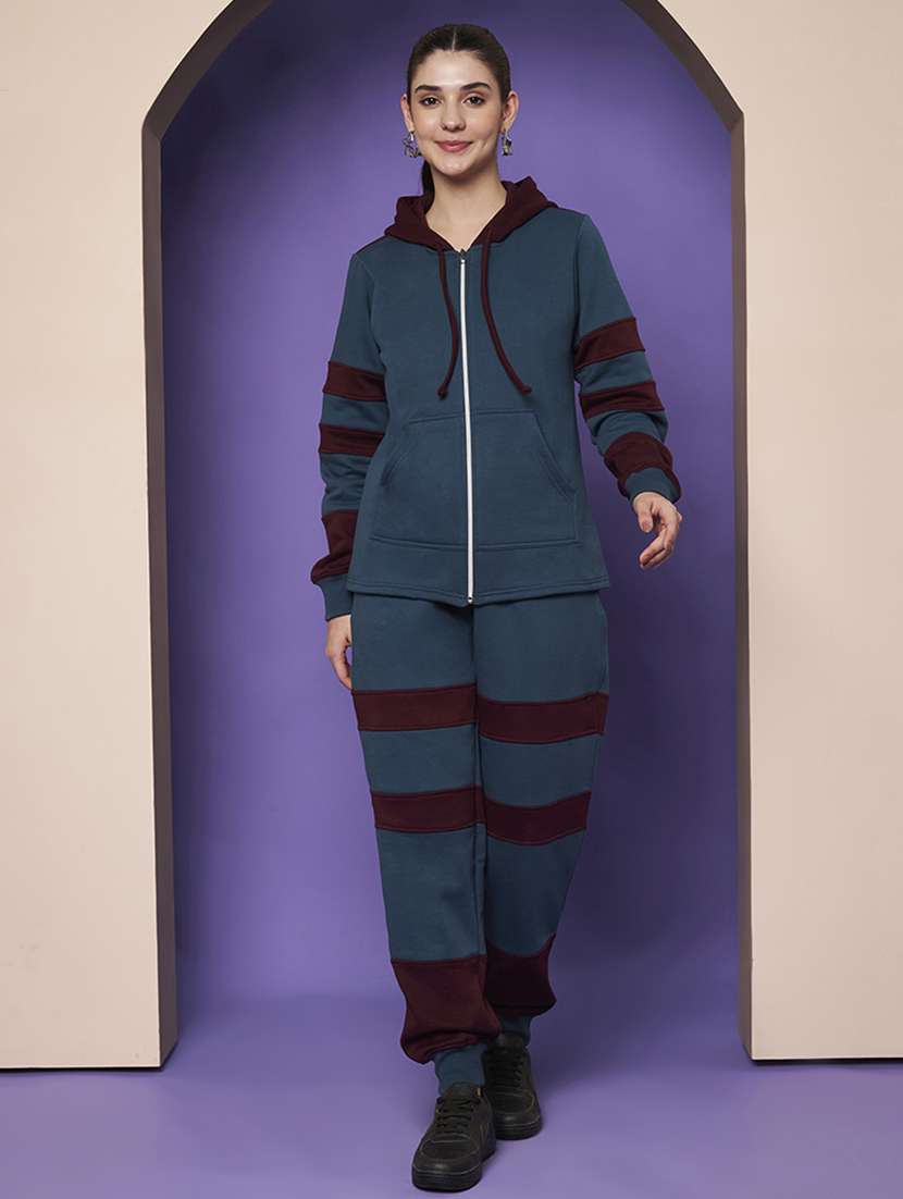 women color blocked hooded co-ord set - 22265115 -  Standard Image - 1