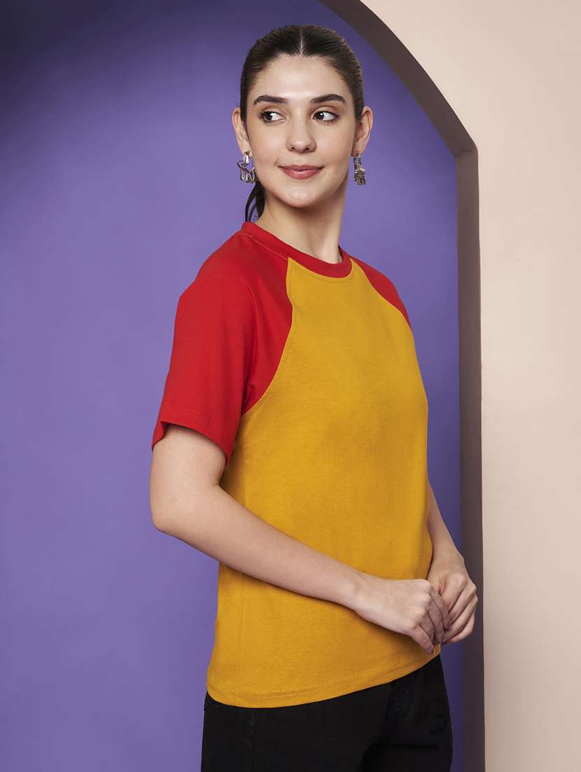 women color blocked short sleeeve relaxed fit t-shirt - 22265121 -  Standard Image - 1